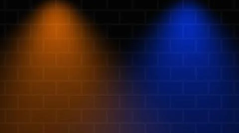Empty brick wall with the color blue vs orange neon spotlight Stock Illustration