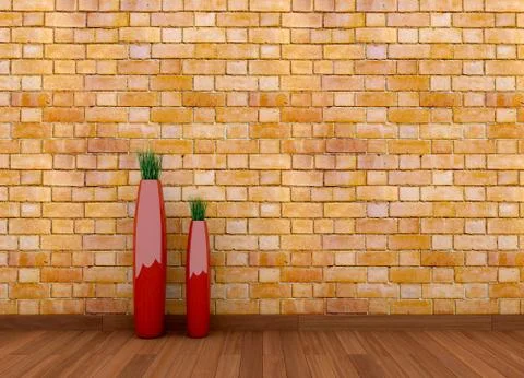 Empty brick wall interior room Stock Illustration