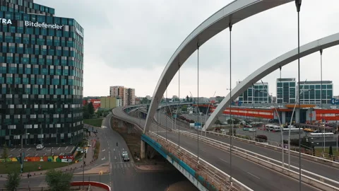 Empty bridge in Bucharest due to pandemic outbreak, May 3.2020, Romania. Stock Footage 132279366