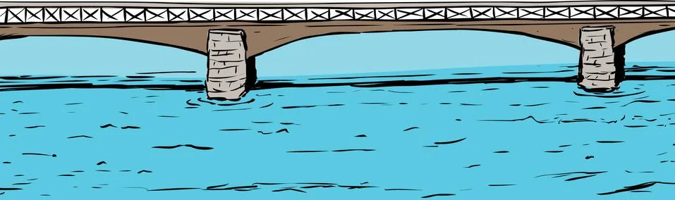 Empty Bridge Over Water Illustrazione stock