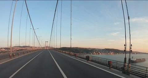 Empty bridge  roads and sunset Stock Footage 171193305