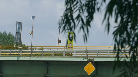 Empty Bridge With Speed Limit Sign Stock Footage 95967851