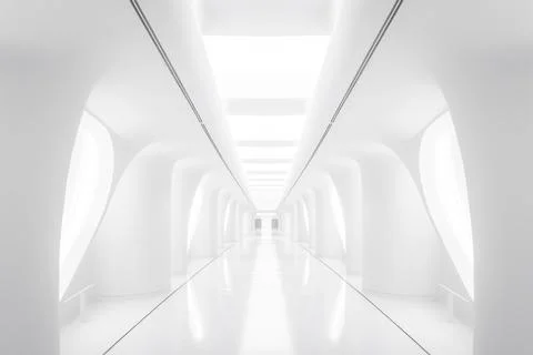 Empty bright corridor hallway in modern building a modern empty white corrido Stock Photos