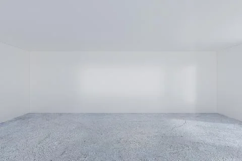 Empty bright office room with light ray on wall. 3D Rendering Stock Illustration