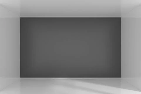 Empty bright office room with light ray on wall. 3D Rendering Stock Illustration