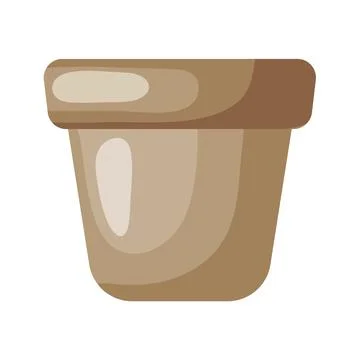 Empty Brown Ceramic Flower Pot Flat Clipart イラスト素材