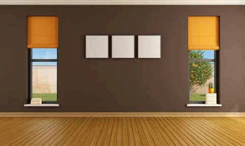 Empty brown living room Stock Illustration