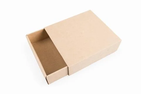 Empty brown paper box isolated empty brown paper box isolated on white wit... Stock Photos