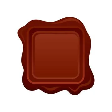 Empty brown wax seal of square shape. Vintage postal stamp with place for your Stock Illustration