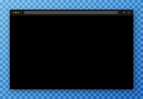 An empty browser window in black on a transparent background. Illustrazione stock