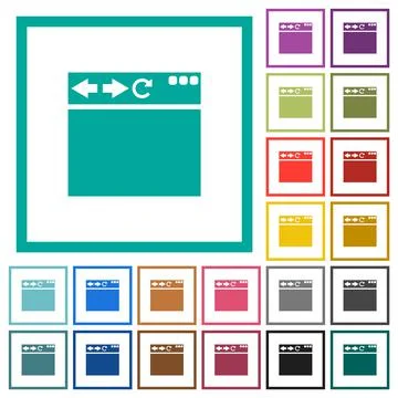 Empty browser window flat color icons with quadrant frames Stock Illustration