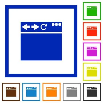 Empty browser window flat framed icons イラスト素材
