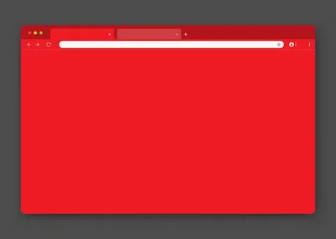 An empty browser window is red on a gray background. Website layout with search Stock Illustration