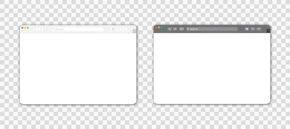 Empty browser window on transparent background. Empty web page mockup with Illustrazione stock