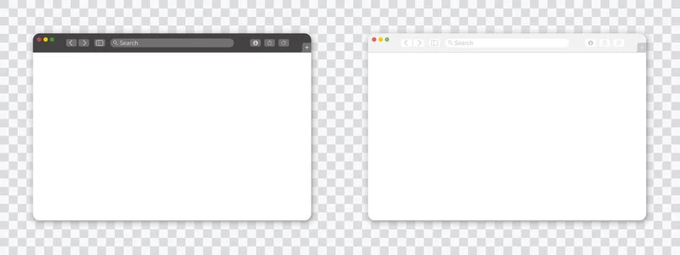 Empty browser window on transparent background. Empty web page mockup with Stock Illustration