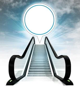 Empty bubble above escalator leading to sky concept illustration Ilustración de archivo