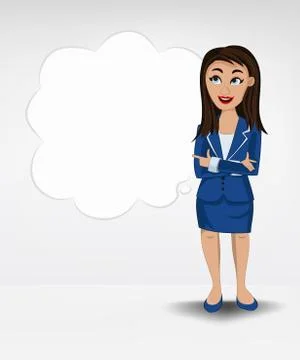 Empty bubble idea concept of woman in suit vector illustration イラスト素材