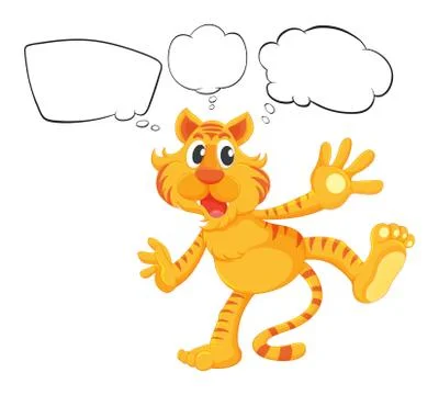 The empty bubble notes with a playful tiger Illustrazione stock