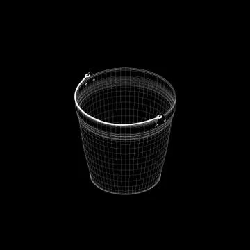 Empty bucket.  3d Vector outline illustration. 3d isometric style. 스톡 일러스트