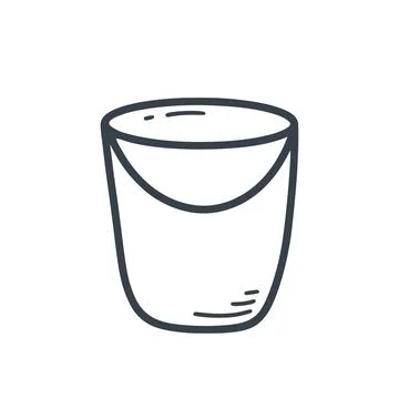 Empty bucket with handle doodle sketch style illustration Illustration