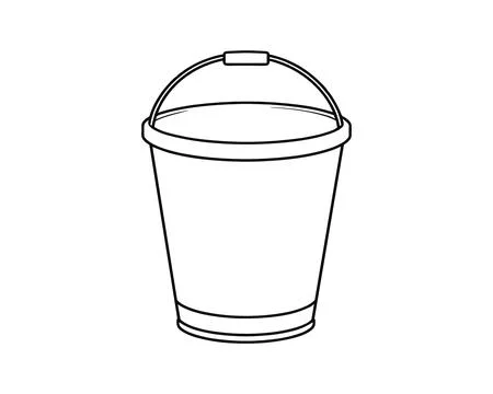 Empty Bucket Pail Container Isolated Line Art イラスト素材
