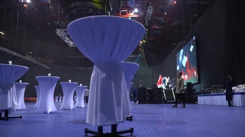 Empty buffet tables Stock Footage 116680618