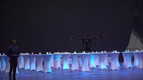 Empty buffet tables Stock Footage 116681562