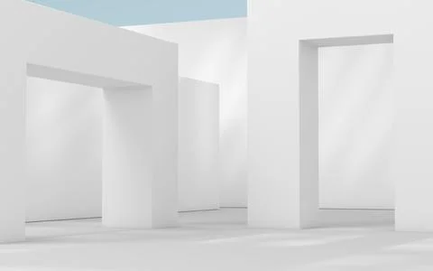 Empty building construction, with sunlight shade, 3d rendering. Ilustración de archivo
