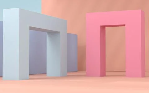 Empty building construction, with sunlight shade, 3d rendering. Ilustración de archivo