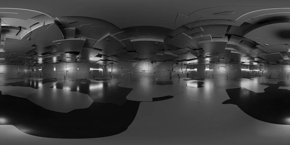 An empty Building with cubes 360 panorama vr environment map 3D render Stock Illustration