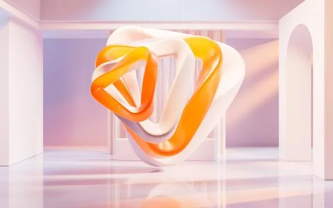 Empty building structure with creative curve geometries, 3d rendering. Ilustración de archivo