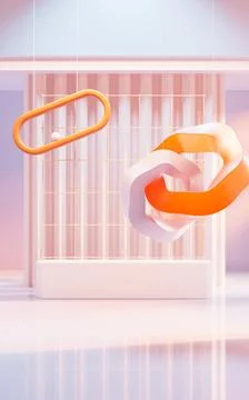 Empty building structure with creative curve geometries, 3d rendering. Ilustración de archivo