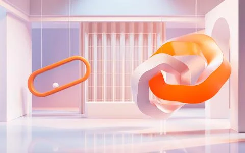 Empty building structure with creative curve geometries, 3d rendering. Stock Illustration