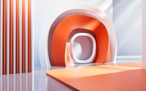 Empty building structure with creative curve geometries, 3d rendering. Ilustración de archivo