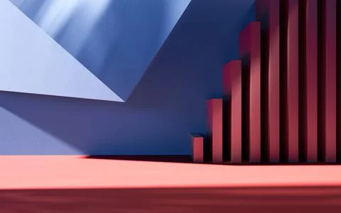 Empty building structure with geometric structure, 3d rendering. Ilustración de archivo