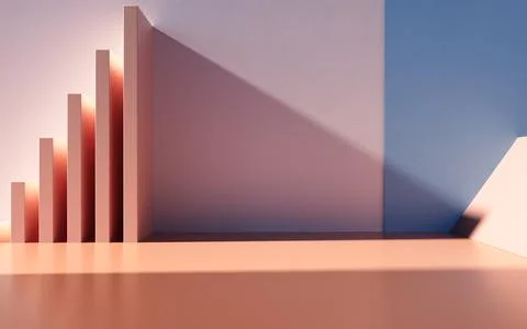 Empty building structure with geometric structure, 3d rendering. Stock Illustration