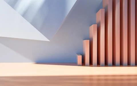 Empty building structure with geometric structure, 3d rendering. Ilustración de archivo