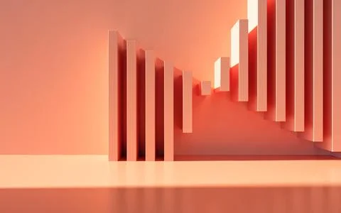 Empty building structure with geometric structure, 3d rendering. Ilustración de archivo