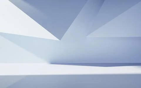 Empty building structure with geometric structure, 3d rendering. Ilustración de archivo