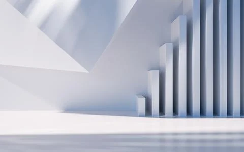 Empty building structure with geometric structure, 3d rendering. Ilustración de archivo