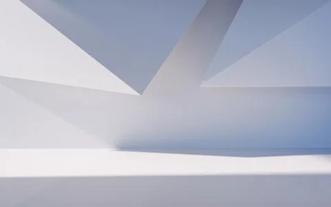 Empty building structure with geometric structure, 3d rendering. Stock Illustration