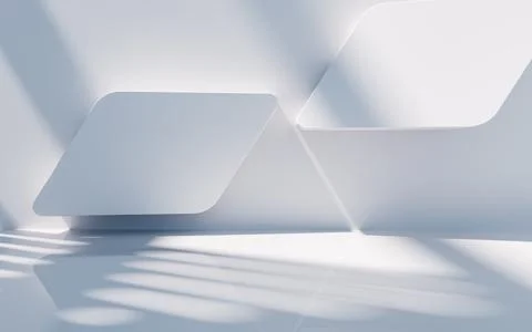 Empty building structure with geometric structure, 3d rendering. Ilustración de archivo