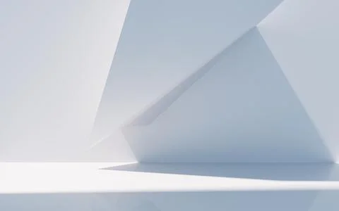 Empty building structure with geometric structure, 3d rendering. Ilustración de archivo