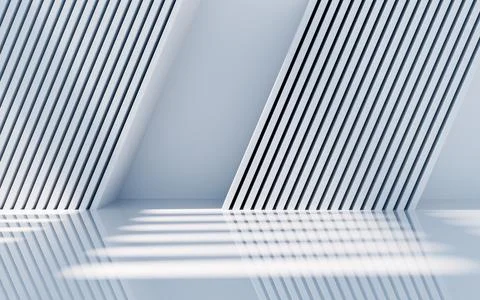 Empty building structure with geometric structure, 3d rendering. Stock Illustration