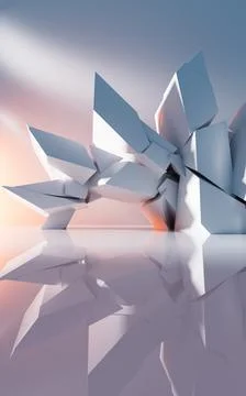 Empty building structure with geometric structure, 3d rendering. Fotos de archivo