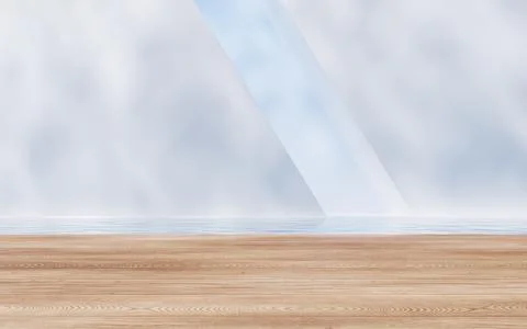 Empty building structure with wood floor, 3d rendering. Ilustración de archivo