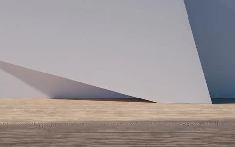 Empty building structure with wood floor, 3d rendering. Ilustración de archivo