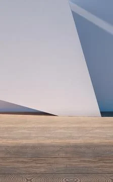 Empty building structure with wood floor, 3d rendering. Ilustración de archivo