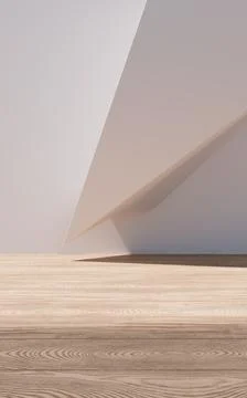 Empty building structure with wood floor, 3d rendering. Ilustración de archivo