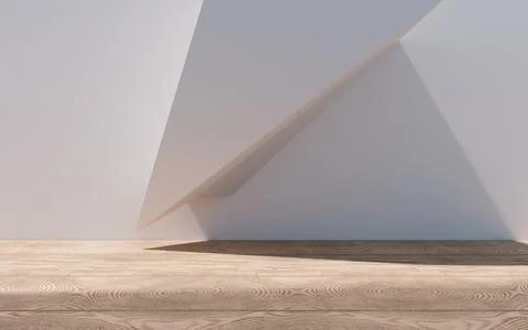 Empty building structure with wood floor, 3d rendering. Ilustración de archivo